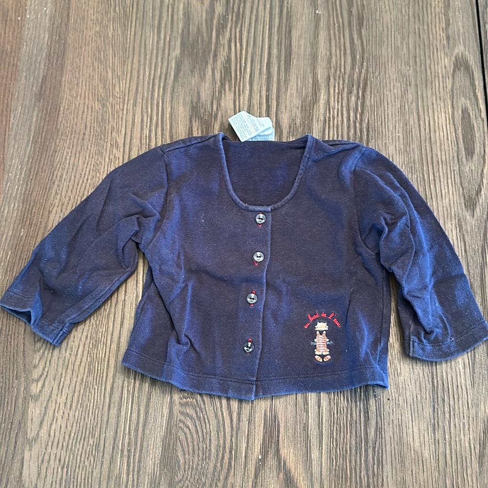 Jacadi navy nautical cardigan size 18 months with bow and anchor buttons - Picture 1 of 4